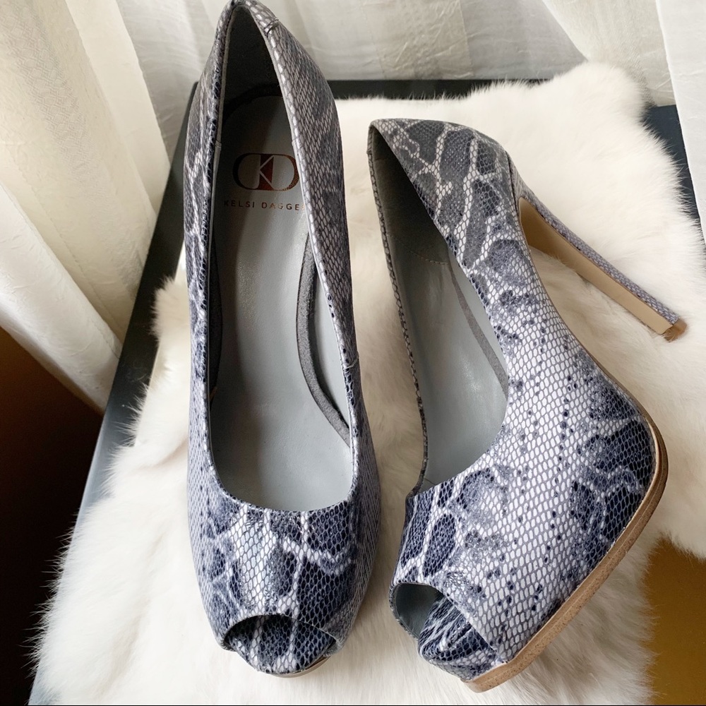 New Kelsi Dagger Lainey python leather heels